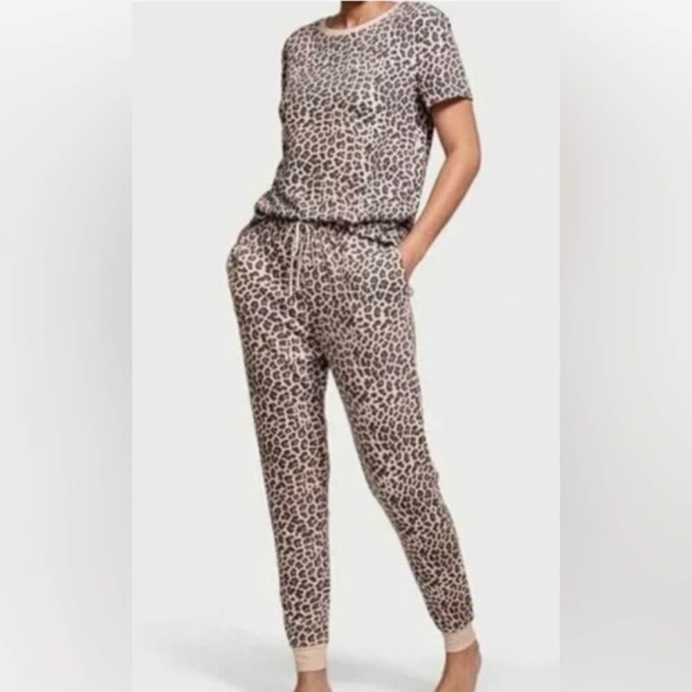 Victoria's Secret waffle leopard print pajamas